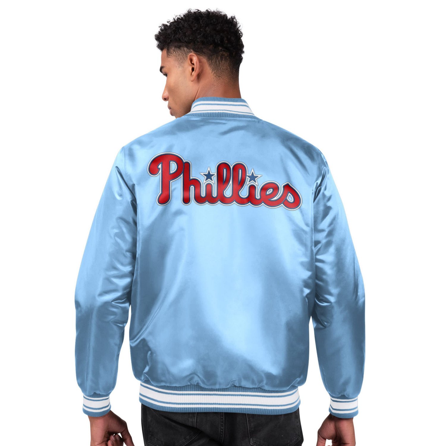 Starter Light Philadelphia Phillies Locker Room Satin Full-Snap Varsity Jacket - view number 2
