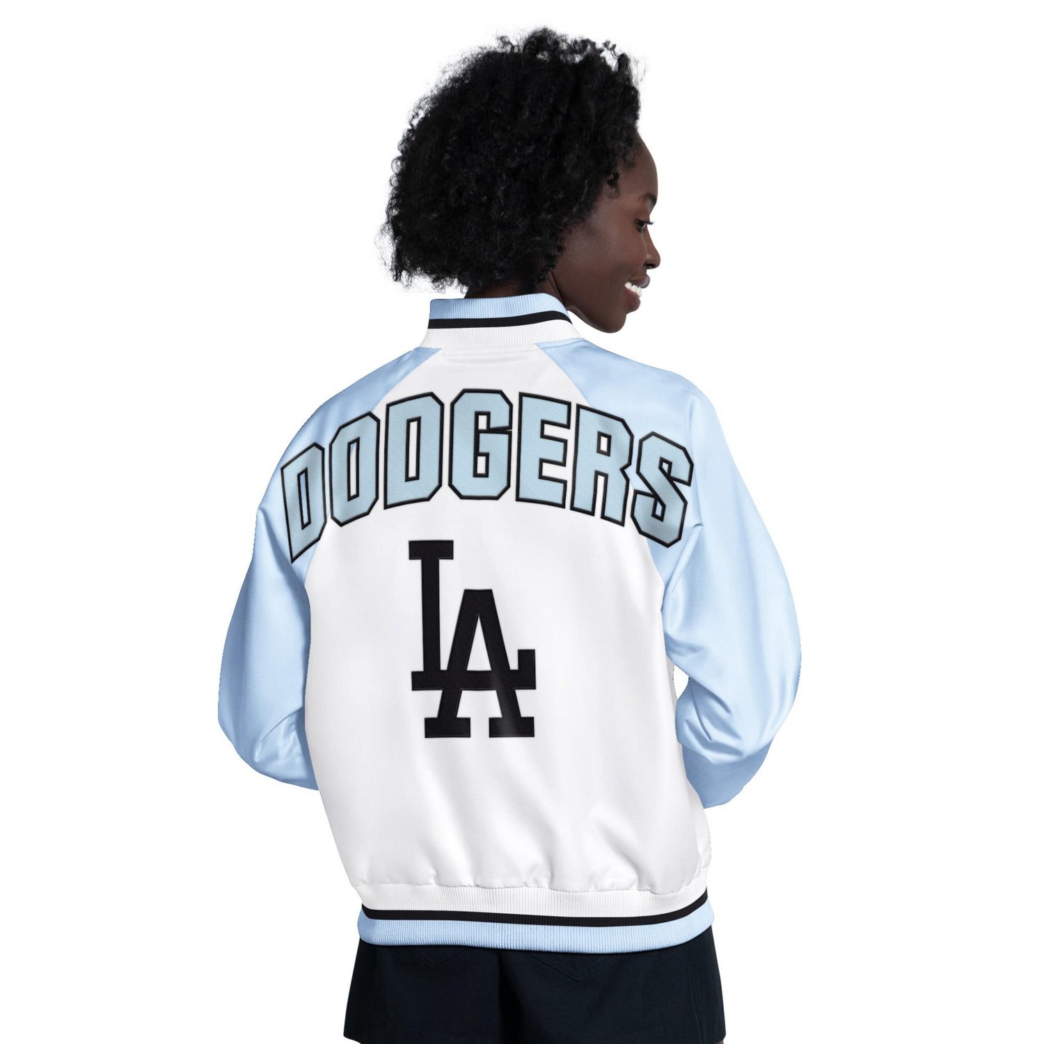Starter Light White Los Angeles Dodgers Blitz Varsity Raglan Full-Snap Satin Jacket - view number 2