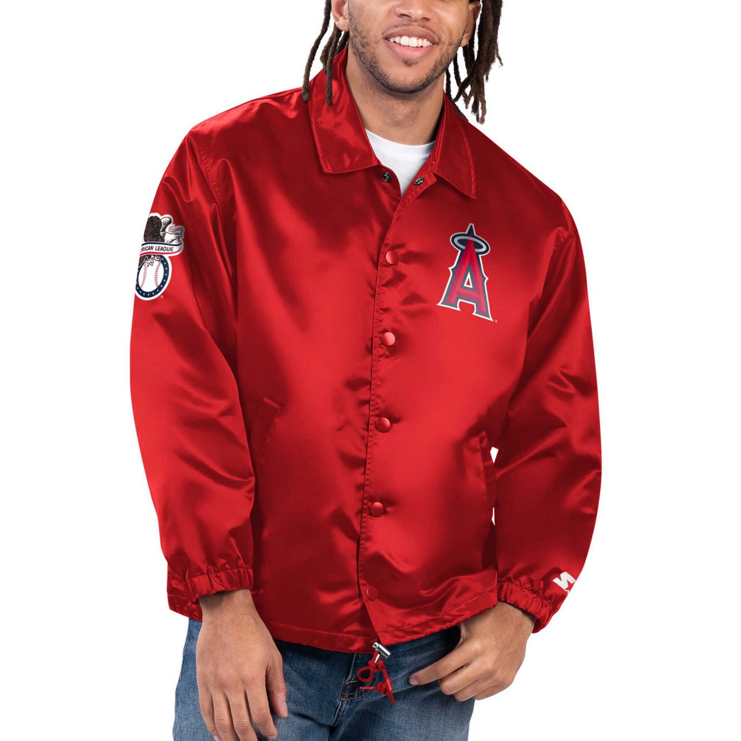 Starter Los Angeles Angels Option Route Satin Full-Snap Jacket