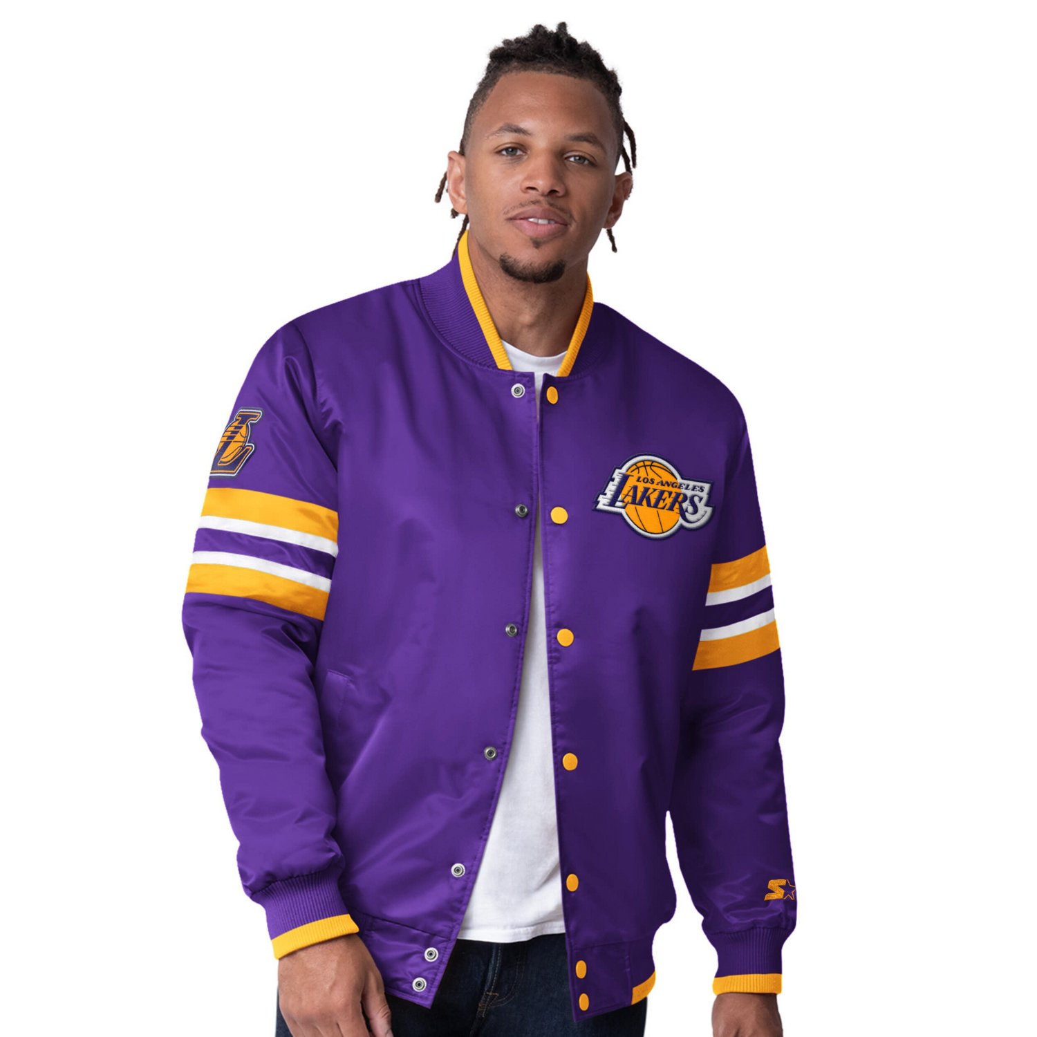Starter Los Angeles Lakers Scout Varsity Satin Full-Snap Jacket