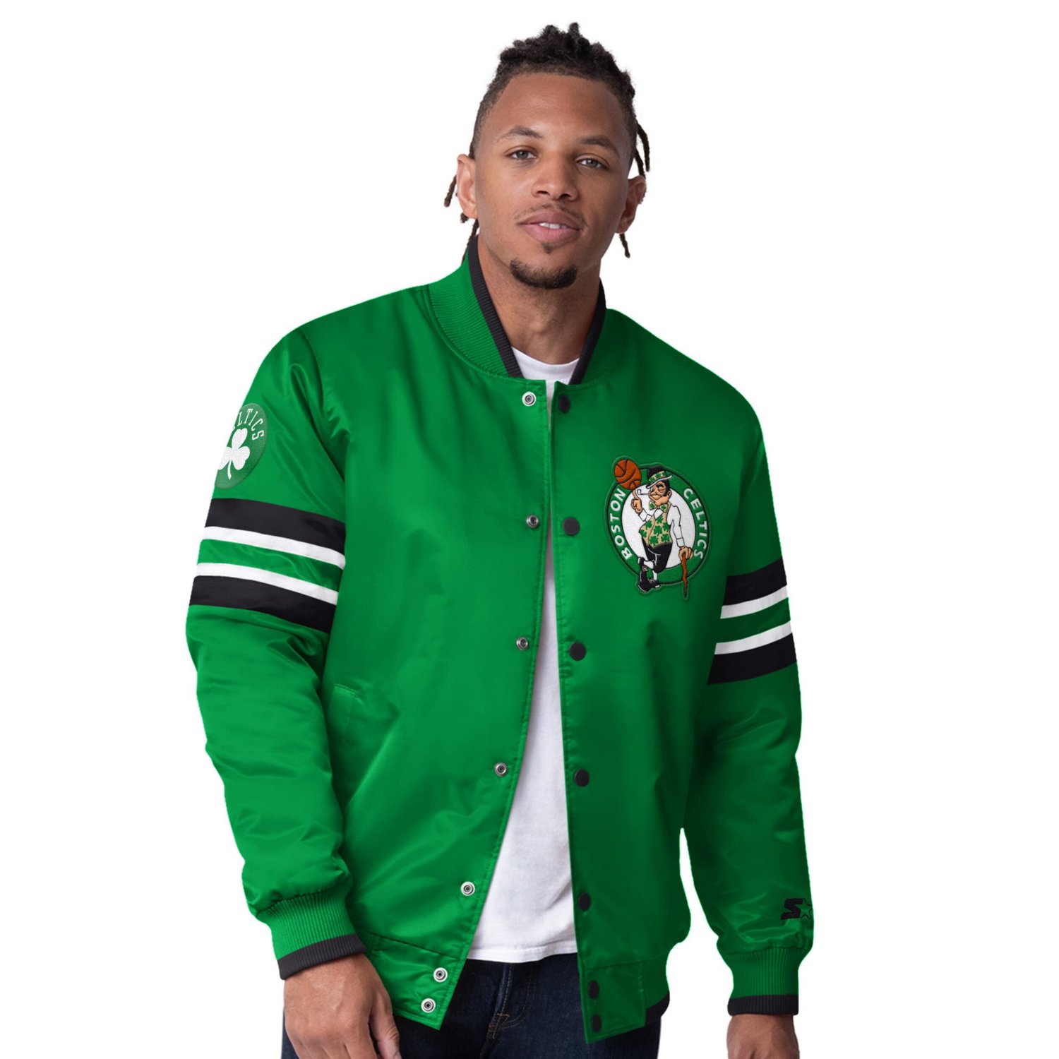 Starter Men's Boston Celtics Scout I Full-Snap Varsity Jacket