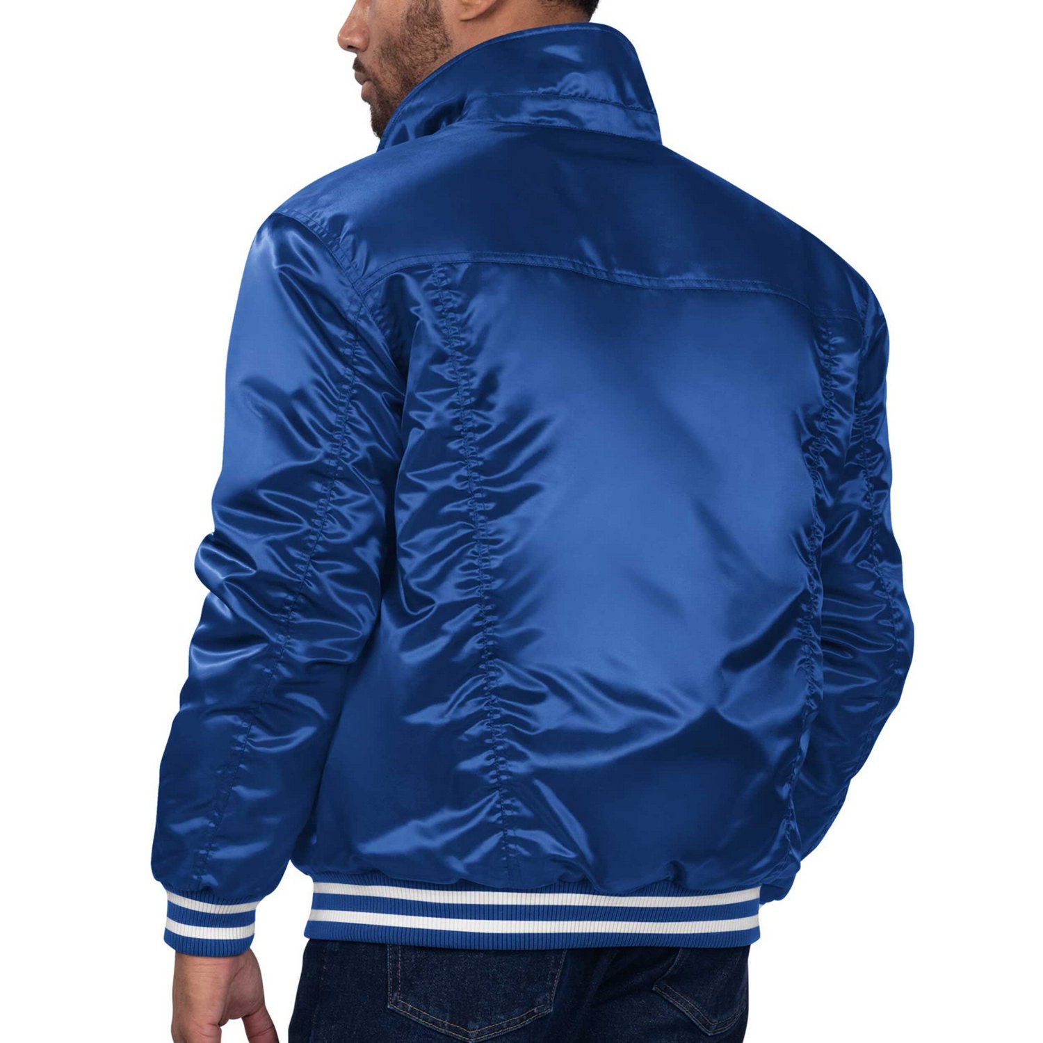 Starter Men’s Philadelphia 76ers Silver Label Trucker Satin Full-Snap Jacket - view number 2