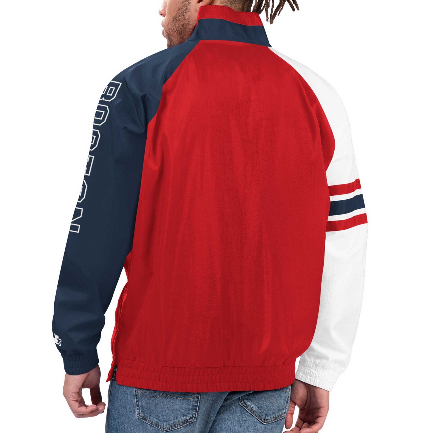 Starter Navy Boston Sox Elite Raglan Half-Zip Jacket - view number 2