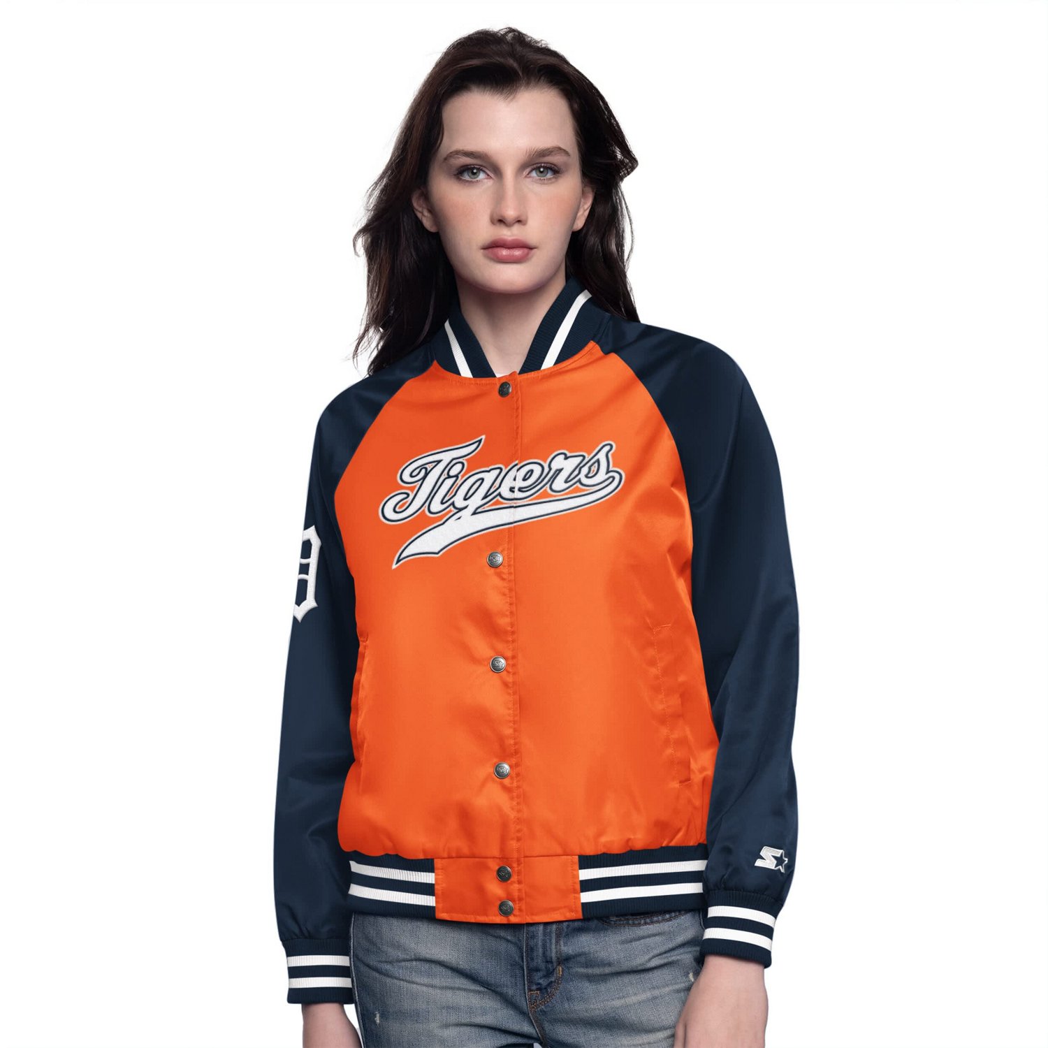 Starter Navy Detroit Tigers Home Run Full-Snap Varsity Jacket - view number 1