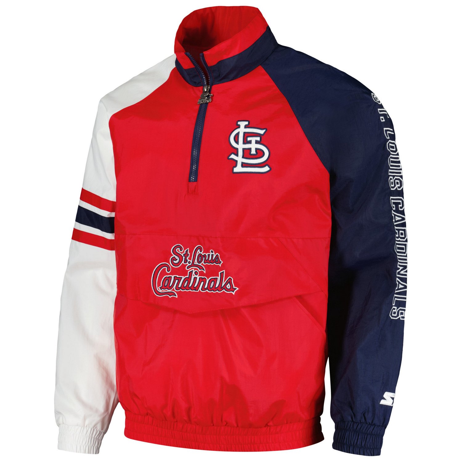 Starter Navy St Louis Cardinals Elite Raglan Half-Zip Jacket