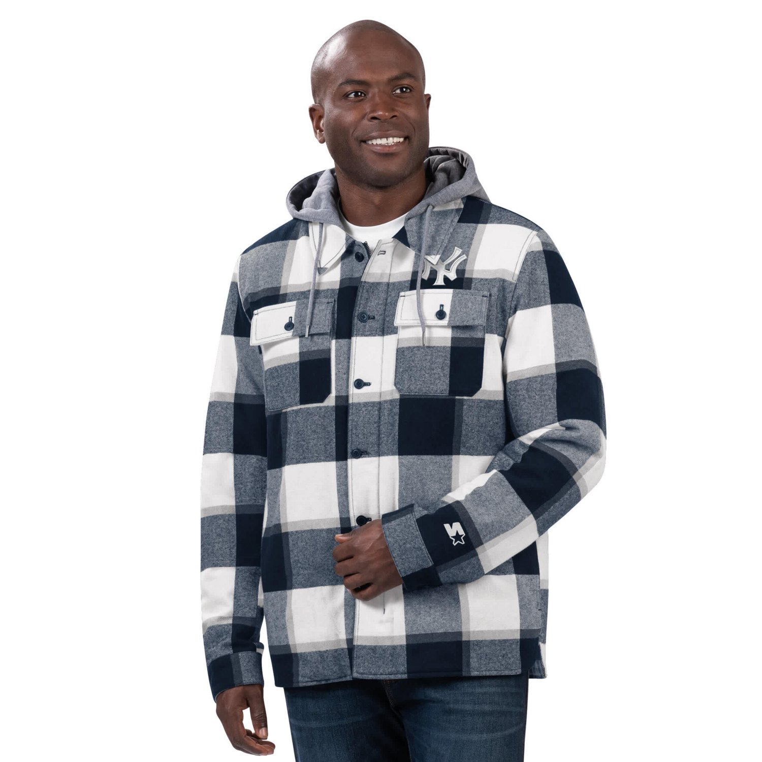Starter New York Yankees Plaid Full-Zip Hoodie Jacket                                                                            - view number 1
