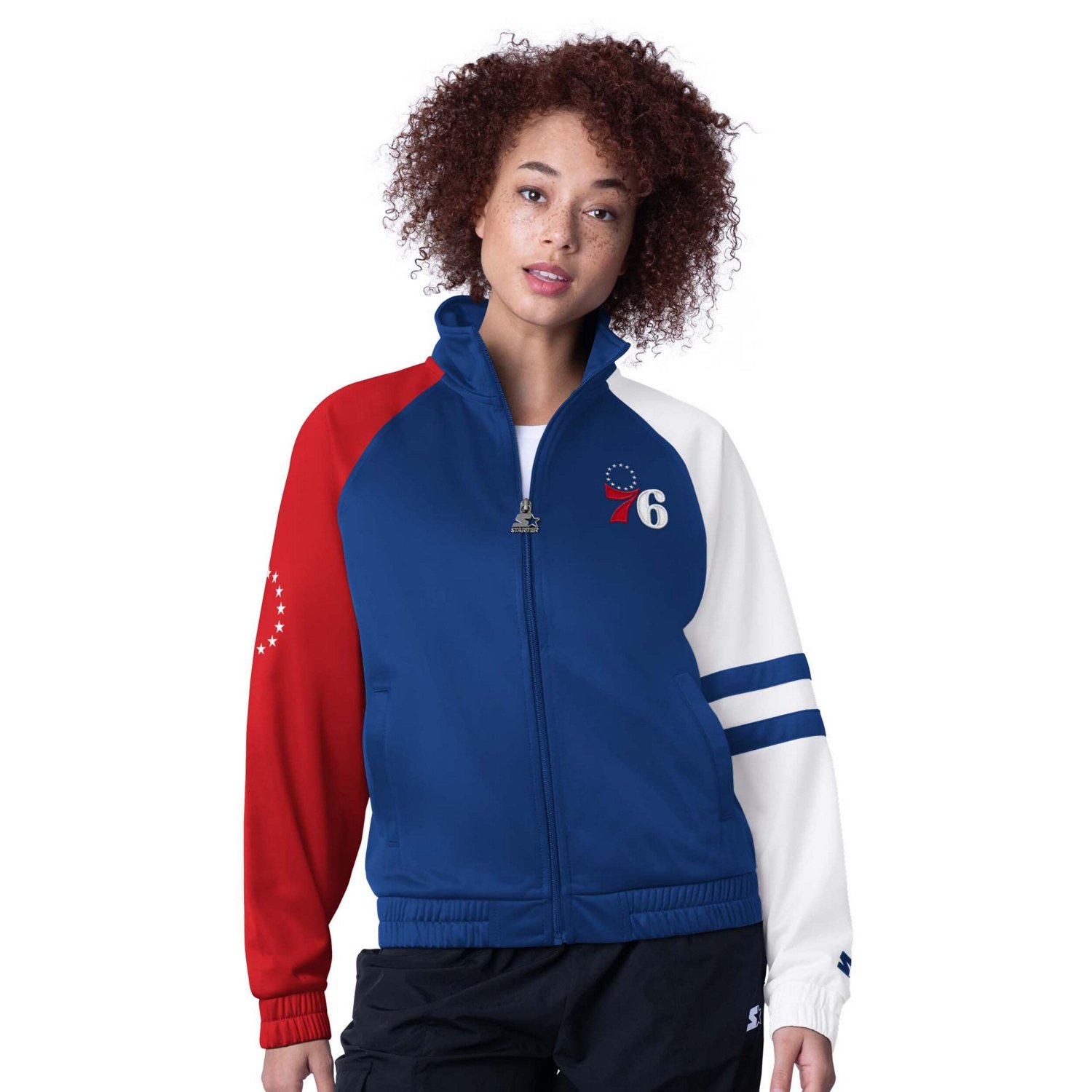 Starter Philadelphia 76ers Line Up Dolman Raglan Full-Zip Track Jacket