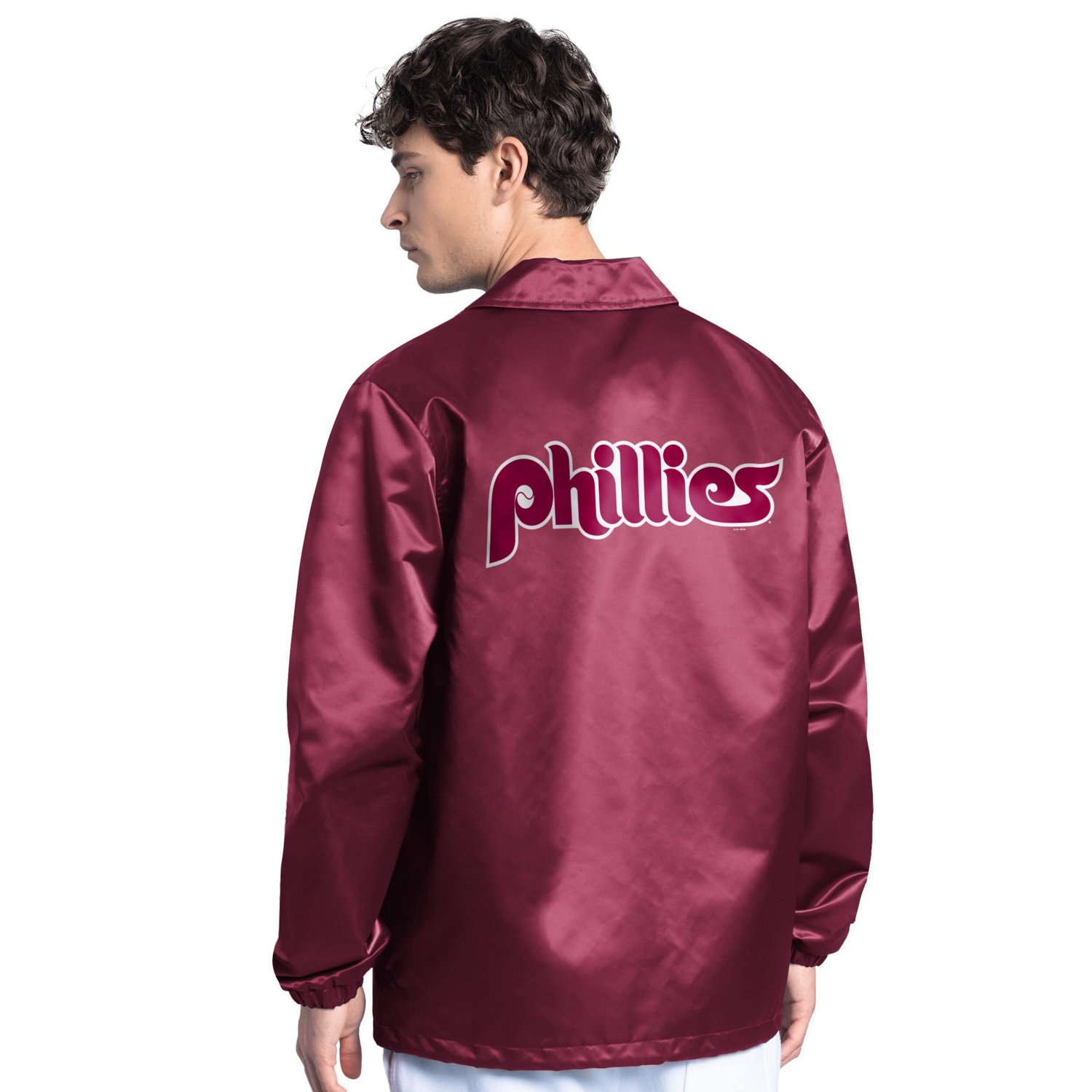 Starter Philadelphia Phillies Cooperstown Collection Point Man Full-Snap Coaches Jacket - view number 2