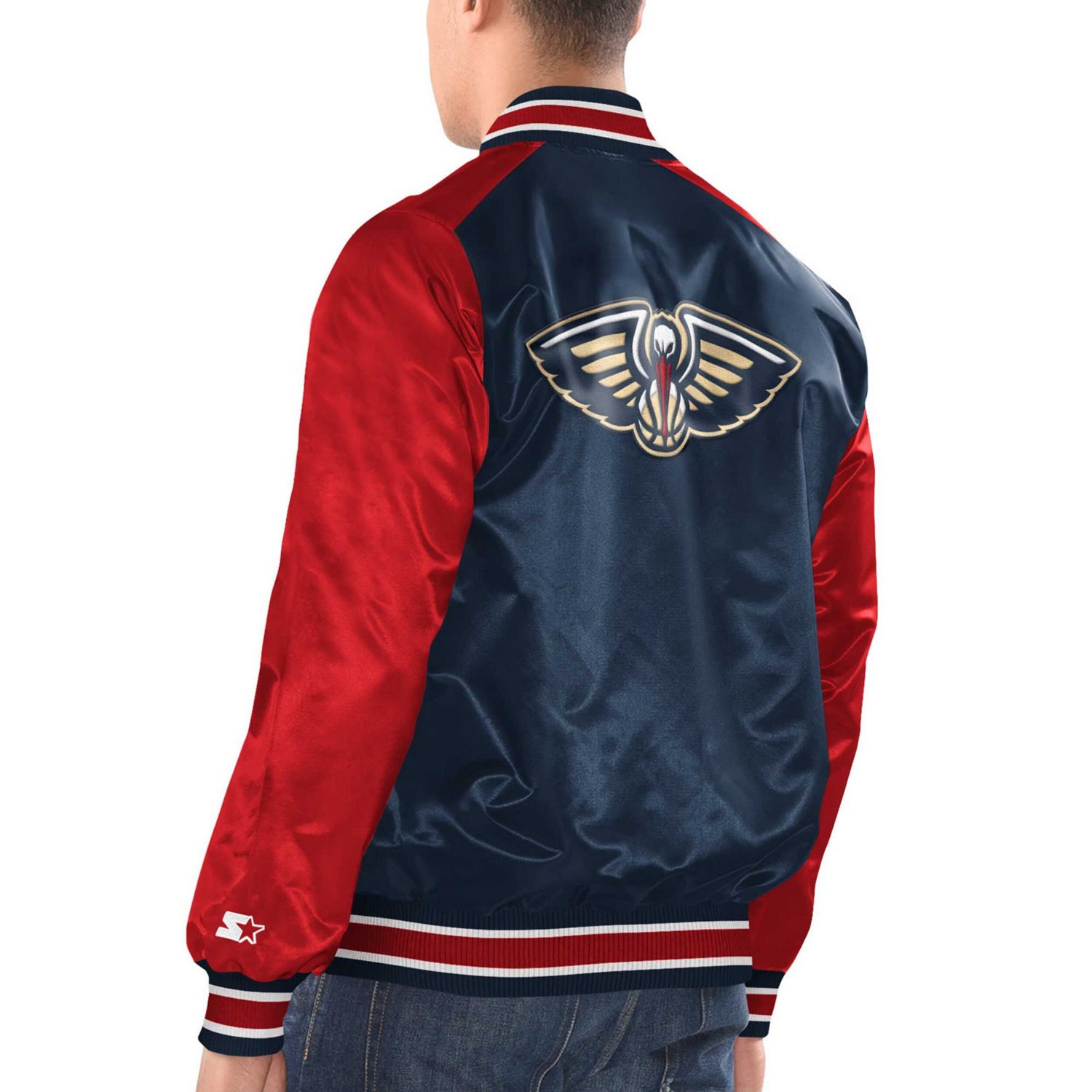 Starter /Red New Orleans Pelicans Renegade Satin Full-Snap Varsity Jacket - view number 2