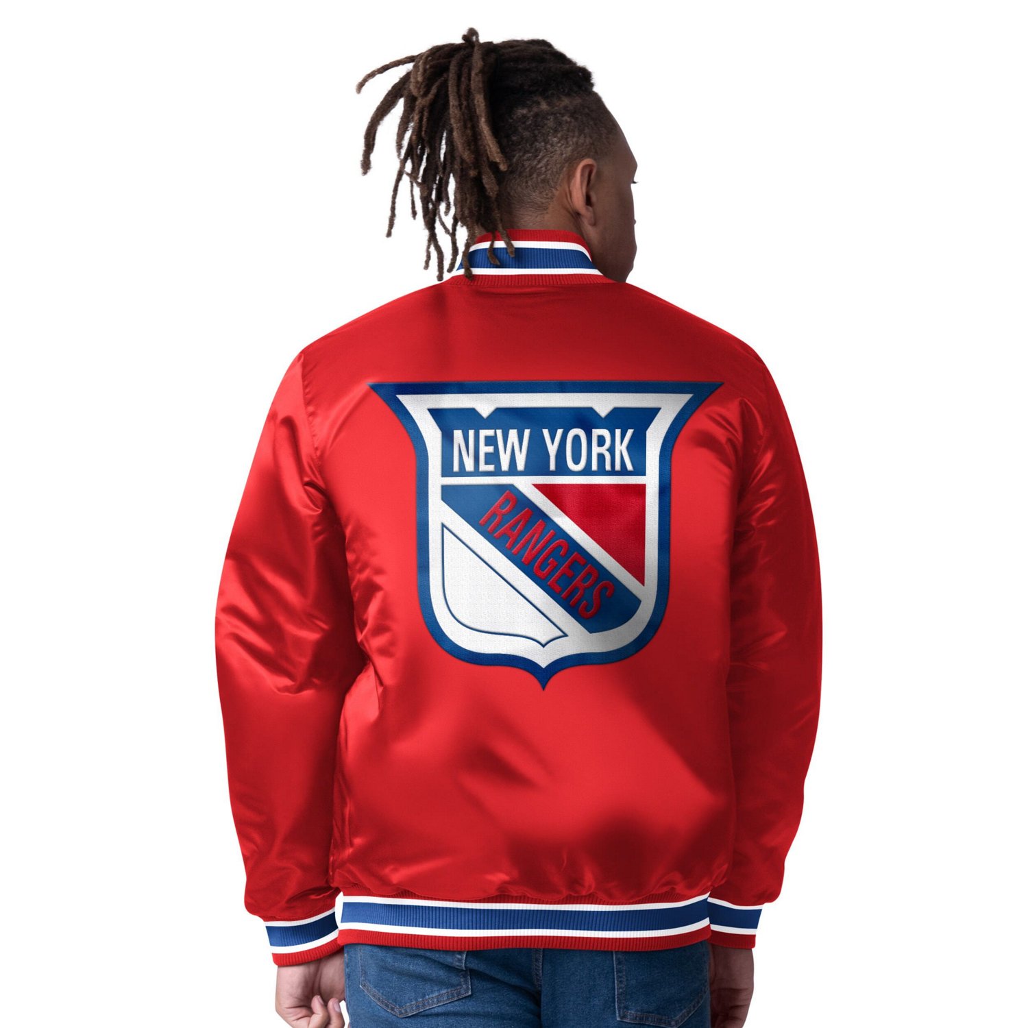 Starter Red New York Rangers Closer Varsity Reversible Full Snap Jacket - view number 4