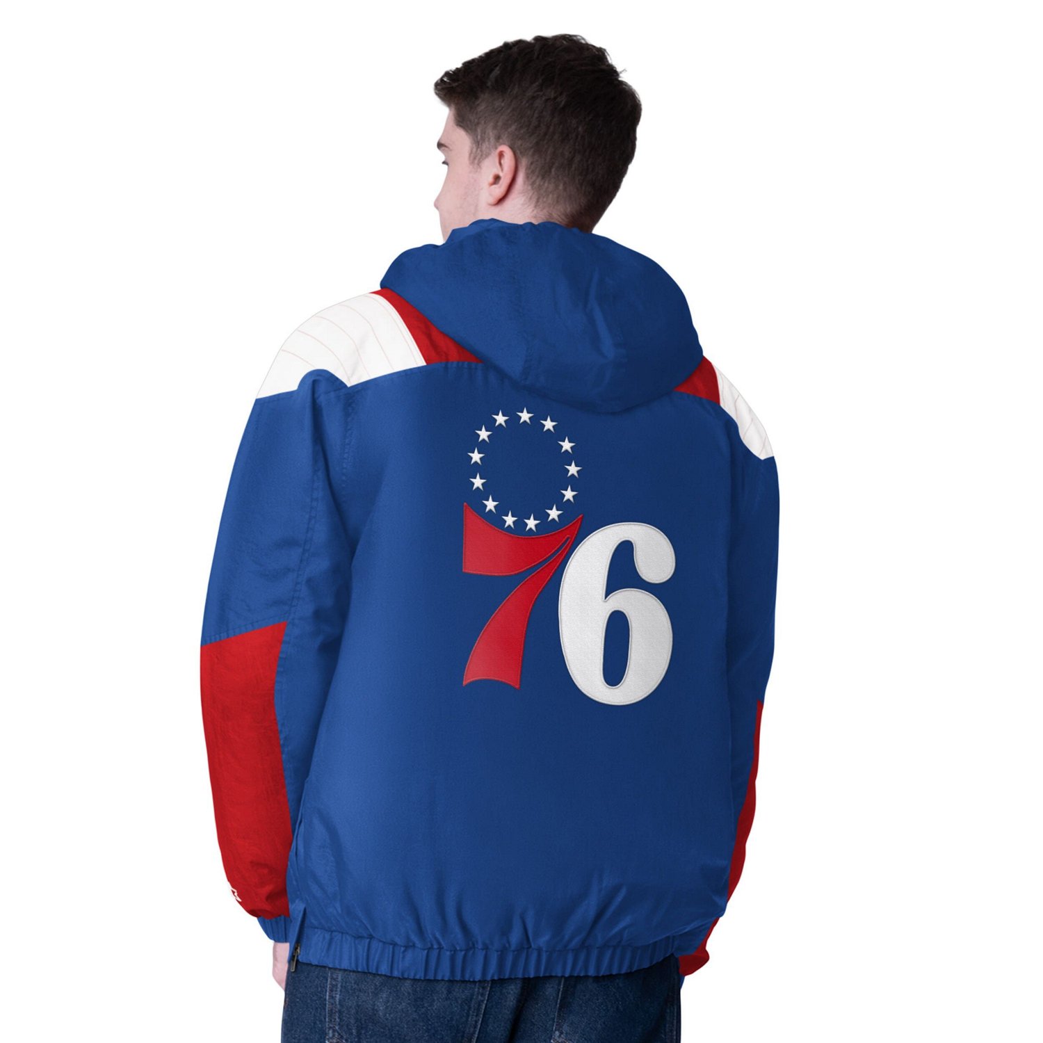 Starter Red Philadelphia 76ers Charger Half-Zip Pullover Jacket