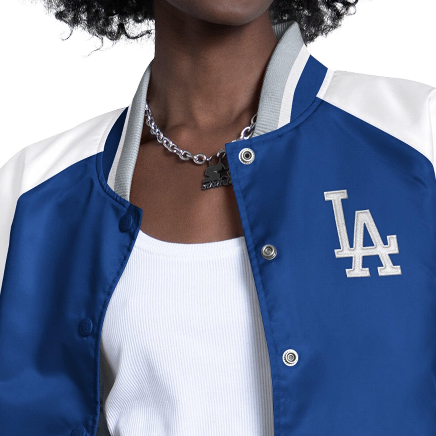 Starter Royal Los Angeles Dodgers Blitz Varsity Raglan Full-Snap Satin Jacket - view number 4