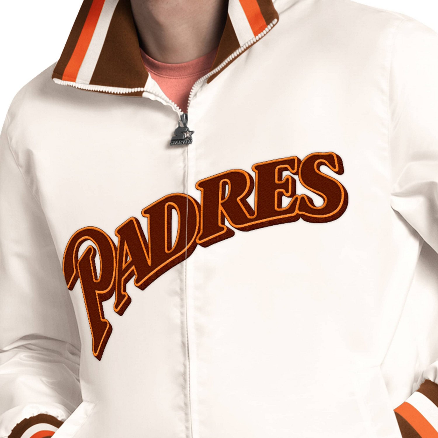 Starter San Diego Padres The Captain Cooperstown Logo Full-Zip Varsity Jacket - view number 3