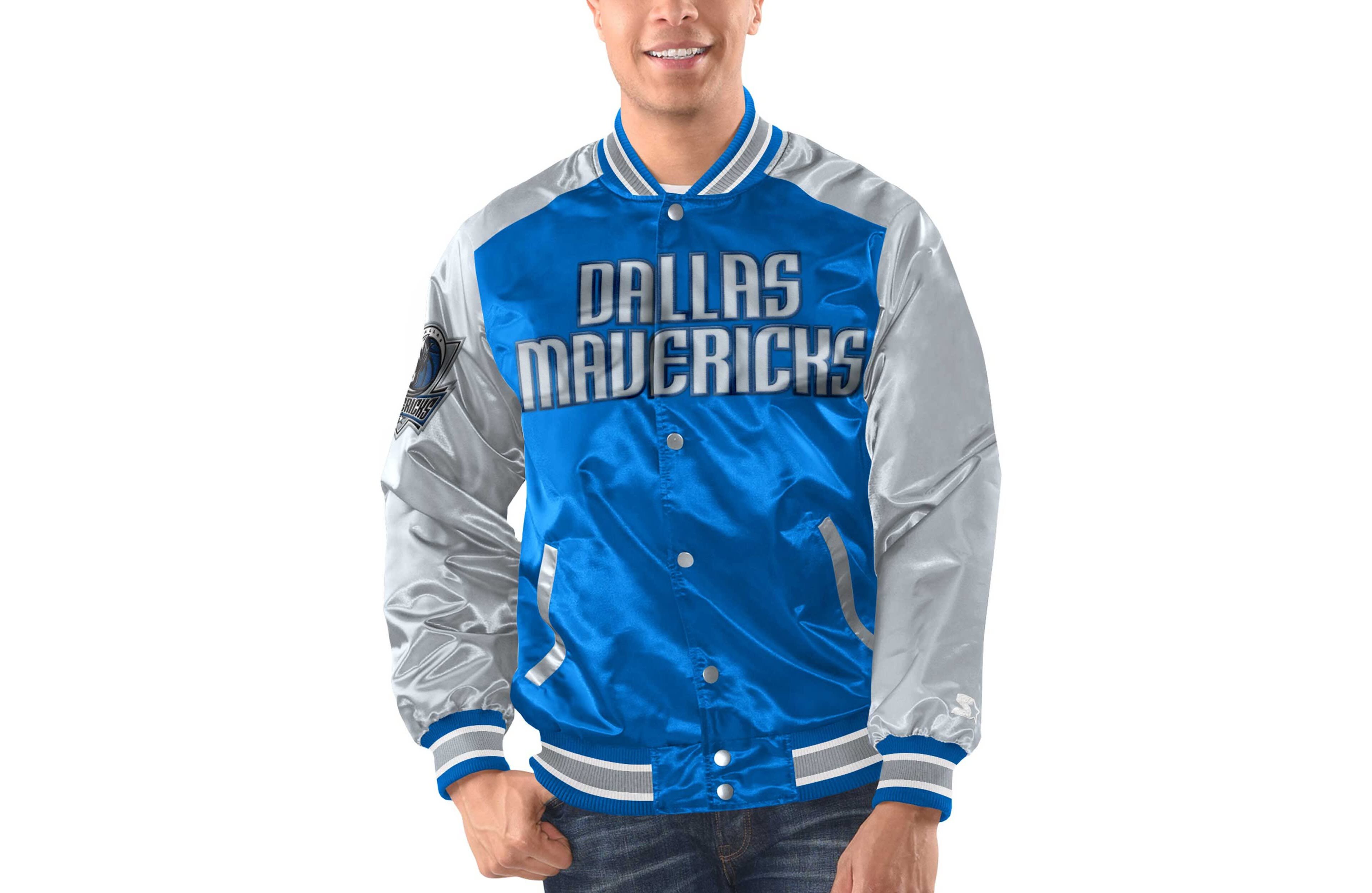 Starter Silver Dallas Mavericks Renegade Satin Full-Snap Varsity Jacket
