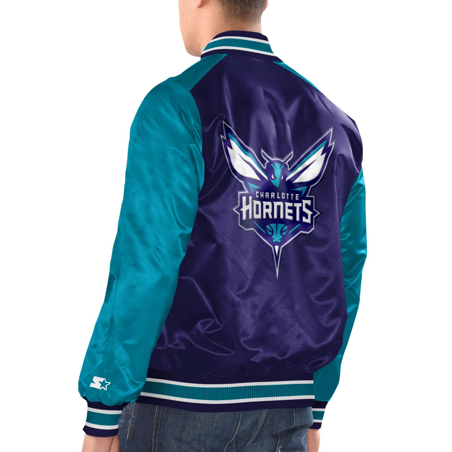 Starter Teal Charlotte Hornets Renegade Satin Full-Snap Varsity Jacket