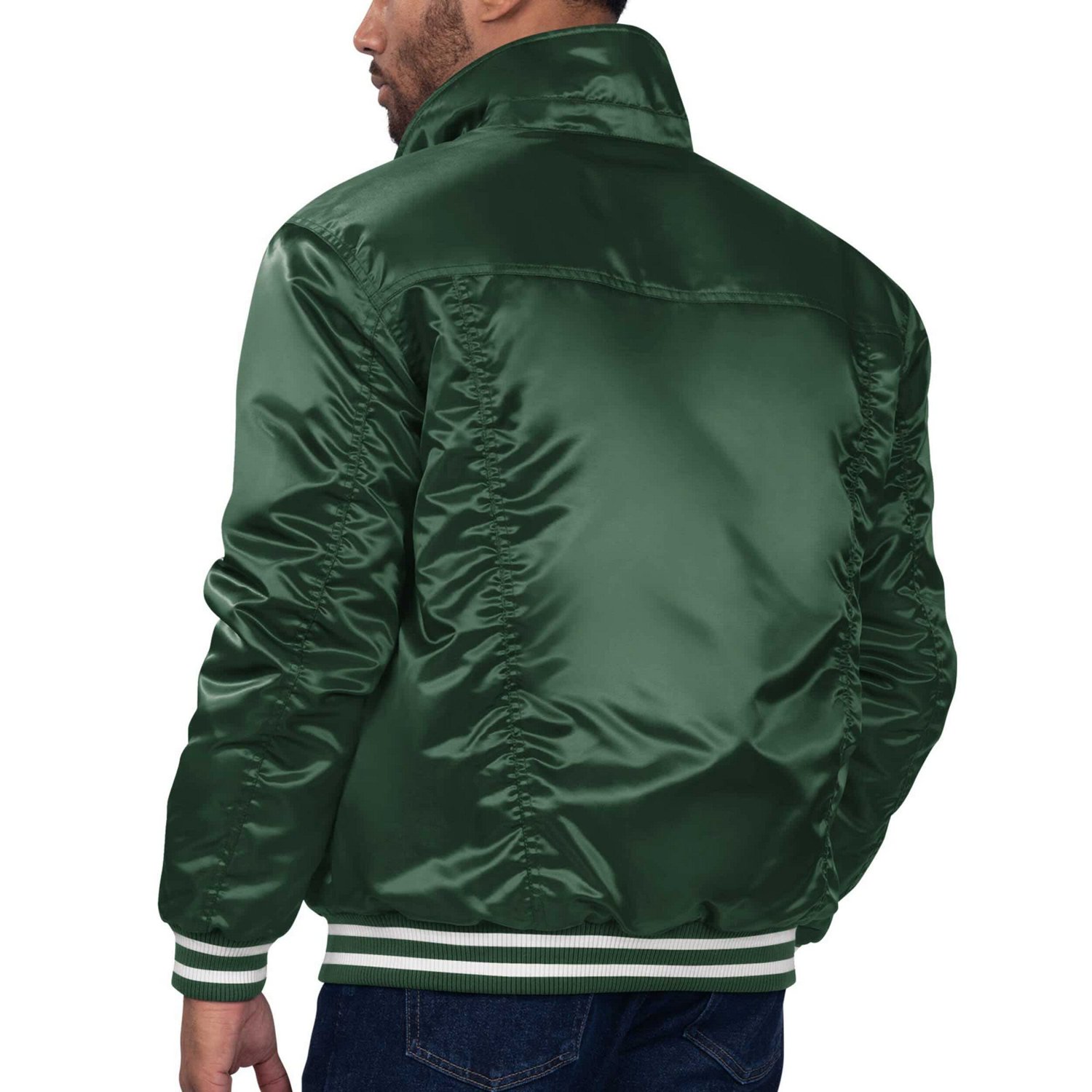 Starter x Levi's Hunter Milwaukee Bucks Silver Label Trucker Satin Full-Snap Jacket - view number 2
