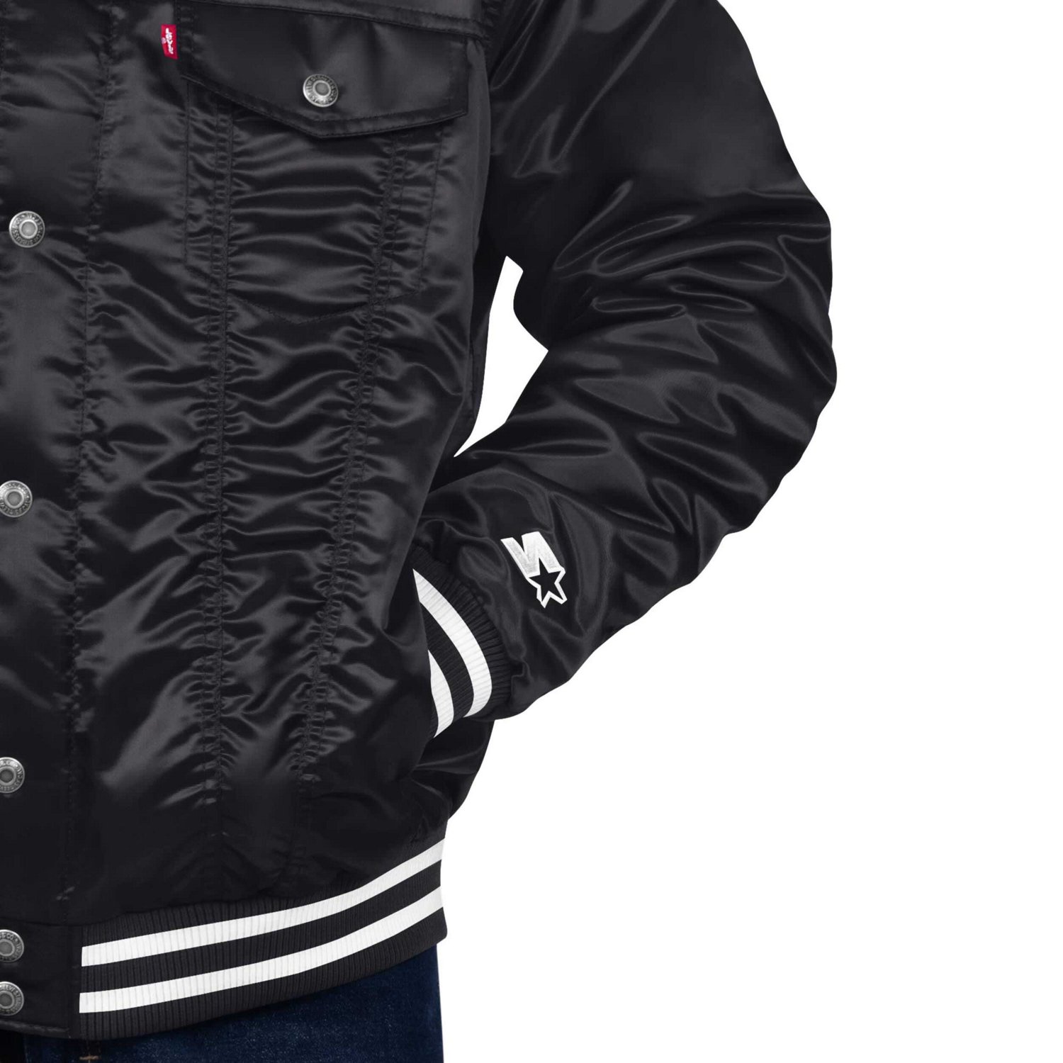 Starter x Levi's Men’s Brooklyn Nets Silver Label Trucker Satin Full-Snap Jacket - view number 3
