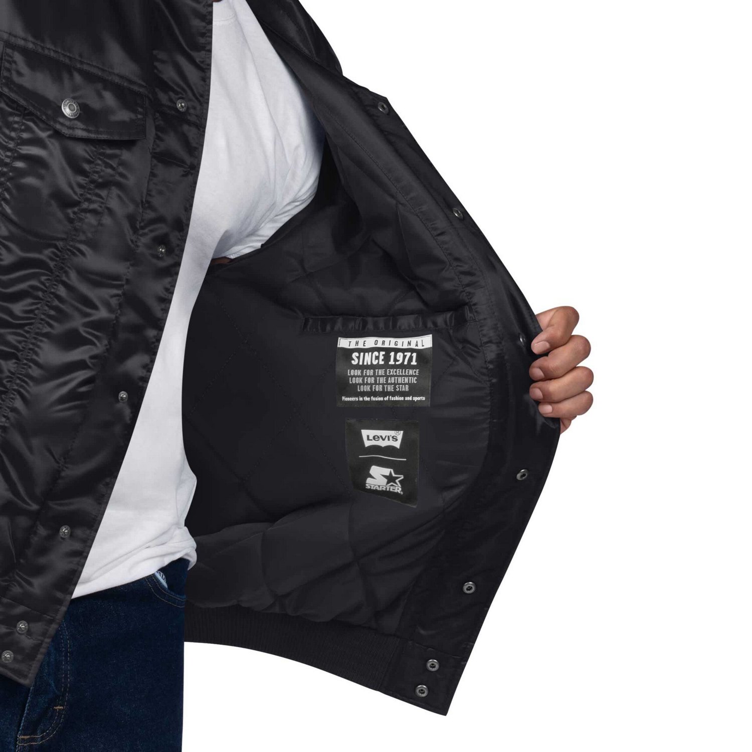 Starter x Levi's Men’s Brooklyn Nets Silver Label Trucker Satin Full-Snap Jacket - view number 4