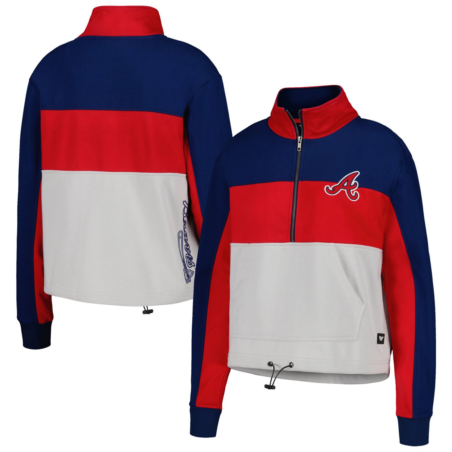 The Wild Collective /Navy Atlanta Braves Colorblock 1/4 Zip Jacket                                                              