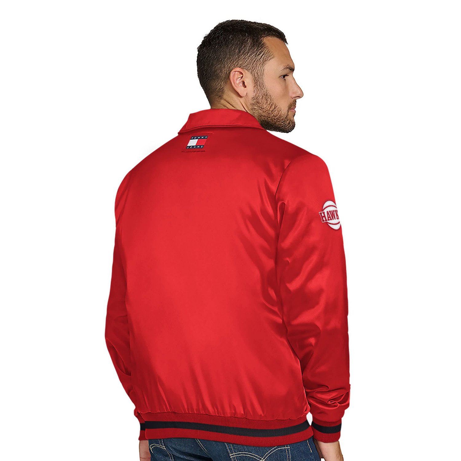 Tommy Jeans Atlanta Hawks Jacob Chain Stitch Applique Full-Snap Varsity Jacket - view number 2