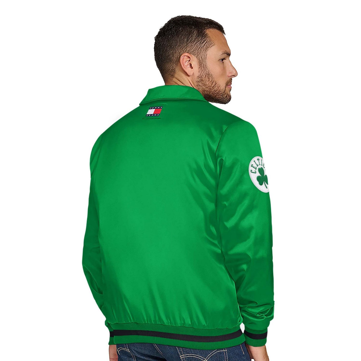 Tommy Jeans Kelly Boston Celtics Jacob Chain Stitch Applique Full-Snap Varsity Jacket - view number 2