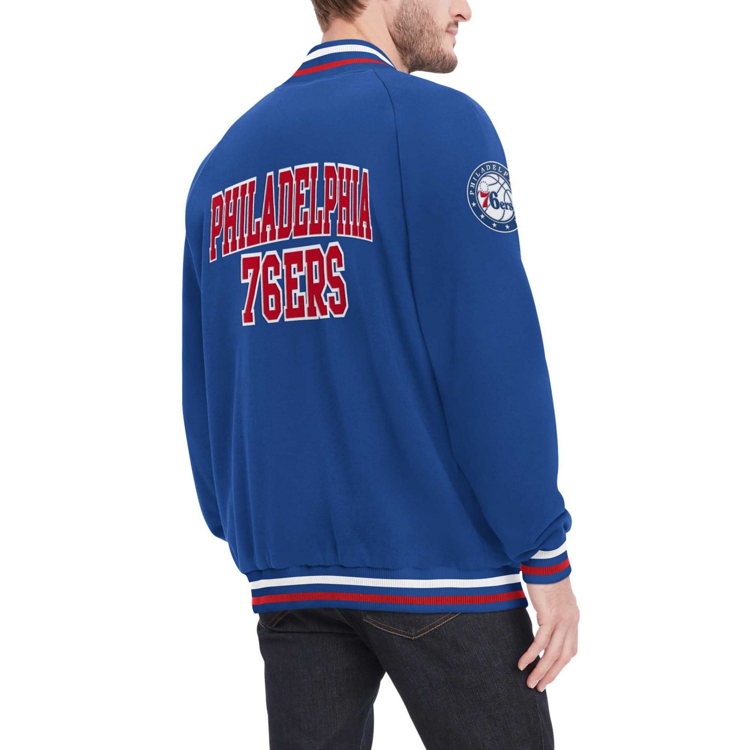 Tommy Jeans Men’s Philadelphia 76ers Dane Raglan Full-Snap Varsity Jacket - view number 2