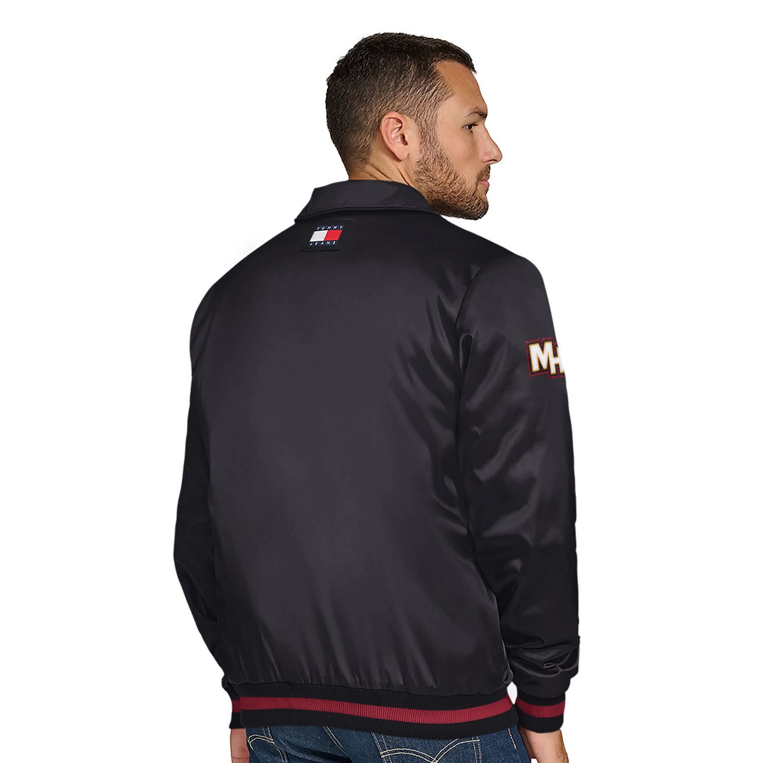Tommy Jeans Miami Heat Jacob Chain Stitch Applique Full-Snap Varsity Jacket                                                      - view number 2