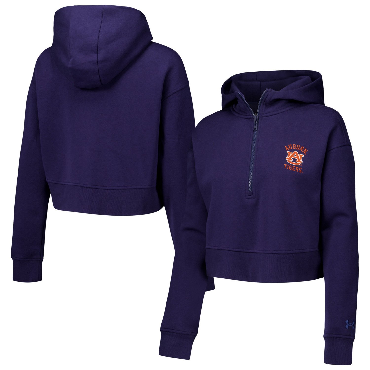 Under Armour Auburn Tigers Inline Modest Cropped Half-Zip Hoodie                                                                 - view number 1