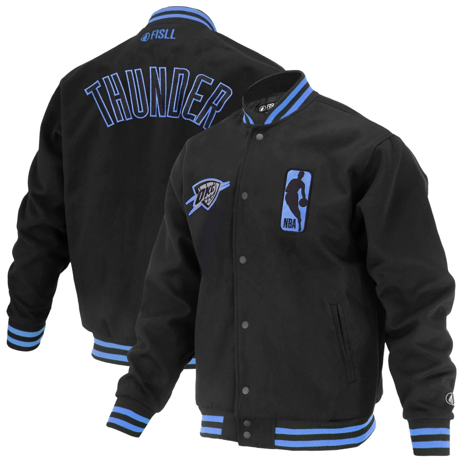 Unisex FISLL Oklahoma City Thunder Logoman Shadow Collection Full-Snap Varsity Jacket - view number 1