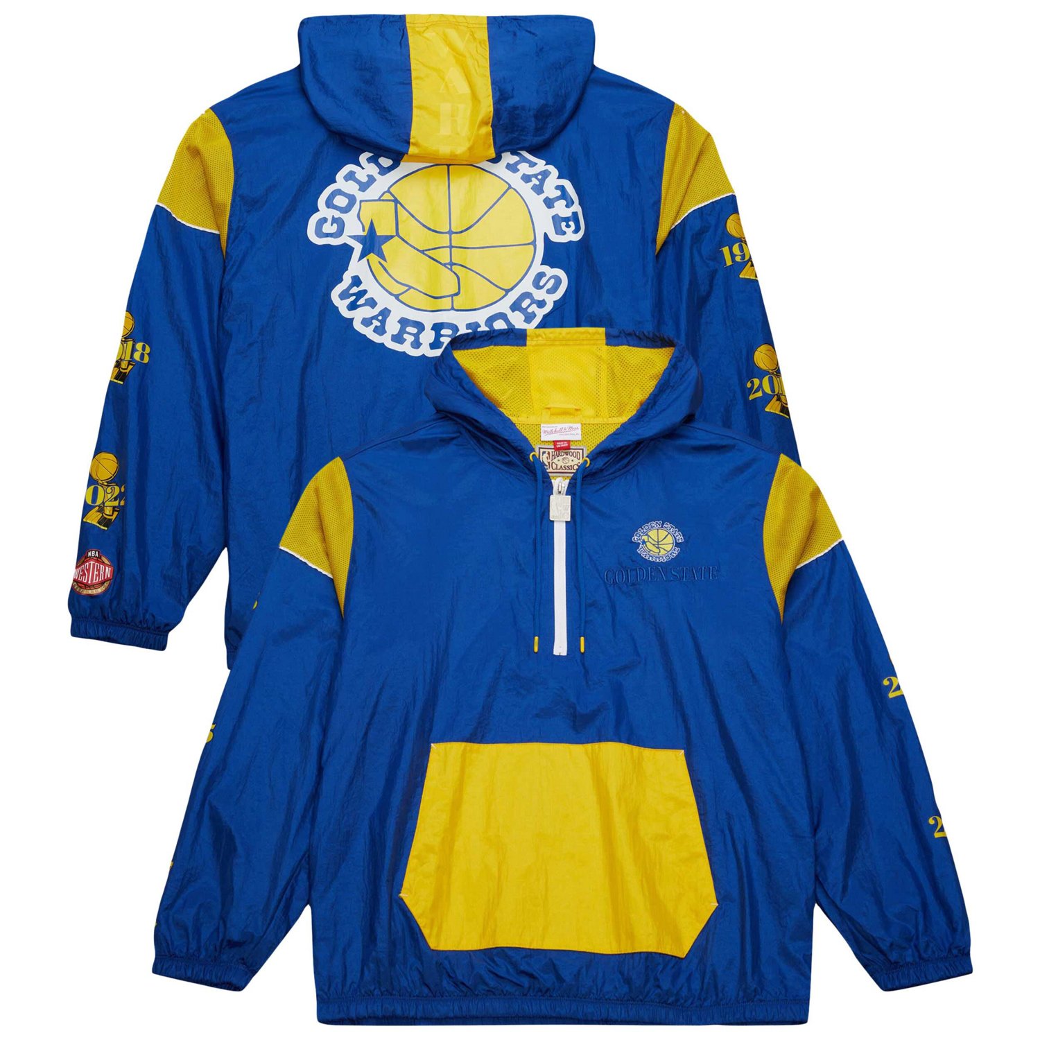 Unisex Mitchell  Ness Golden State Warriors Hardwood Classics Team OG 30 Anorak Half-Zip Windbreaker Jacket