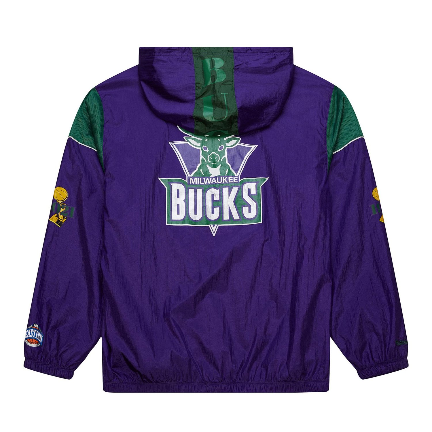 Unisex Mitchell  Ness Milwaukee Bucks Hardwood Classics Team OG 30 Anorak Half-Zip Windbreaker Jacket - view number 3