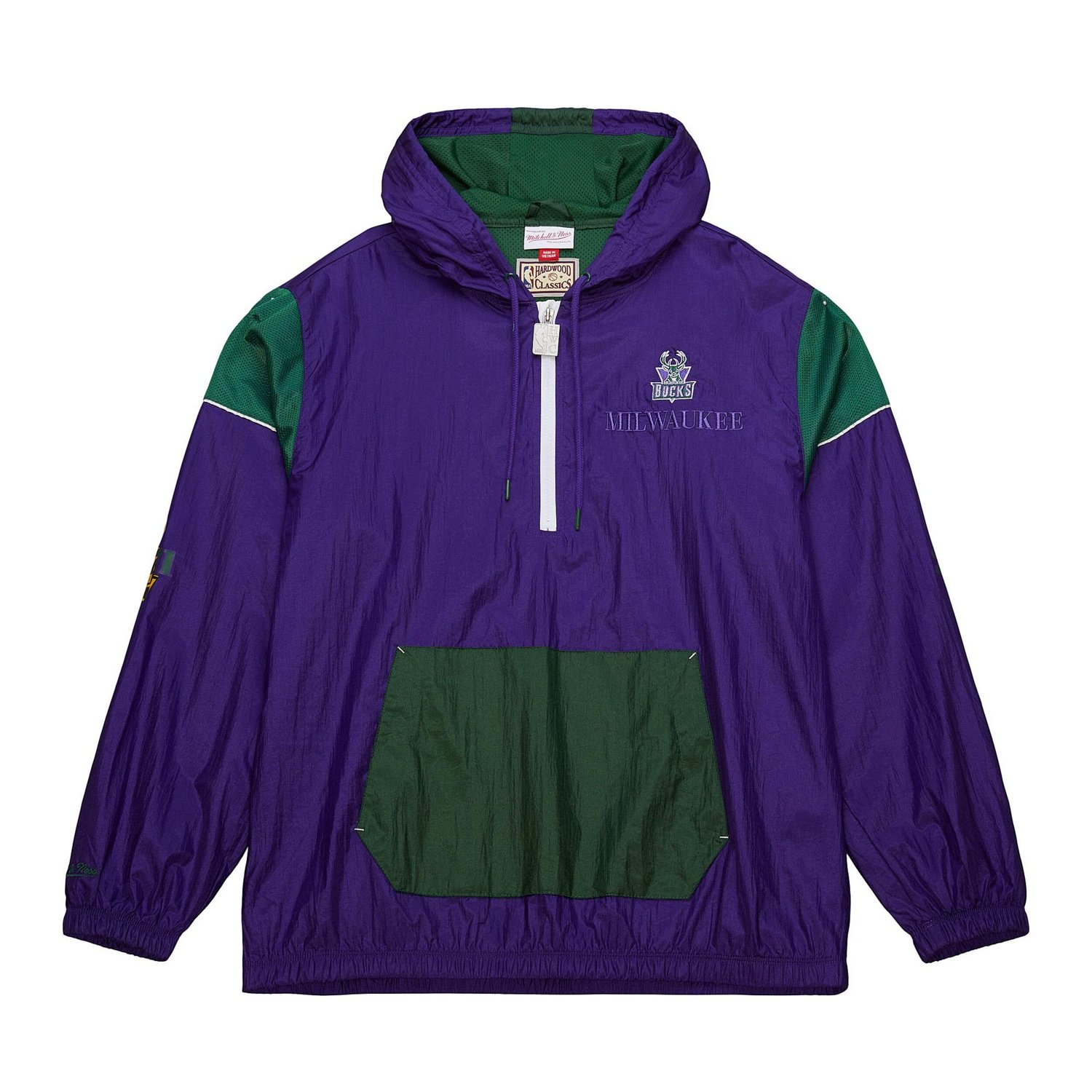 Unisex Mitchell  Ness Milwaukee Bucks Hardwood Classics Team OG 30 Anorak Half-Zip Windbreaker Jacket