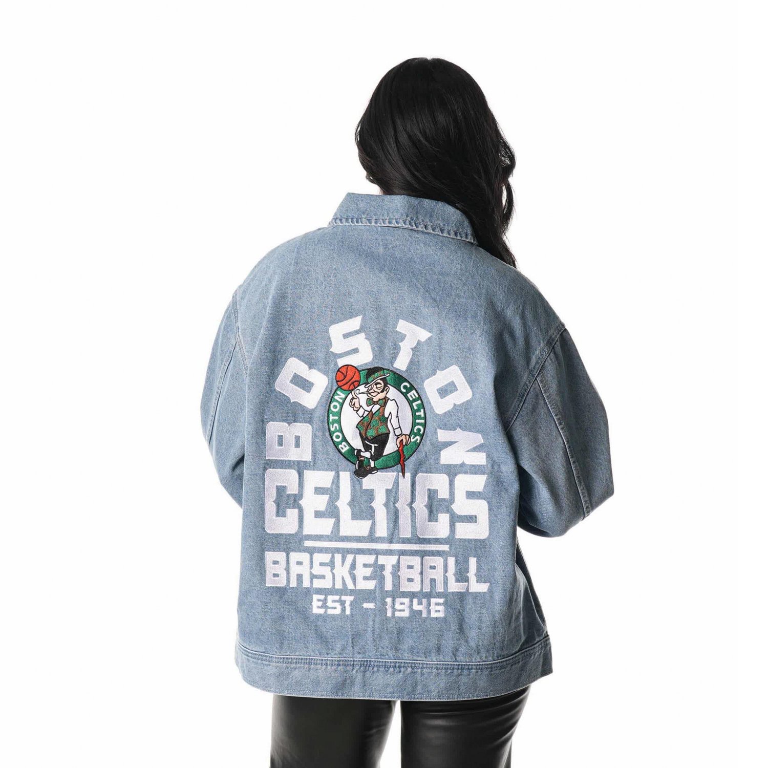 Unisex The Wild Collective Boston Celtics Coaches Full-Zip Denim Jacket