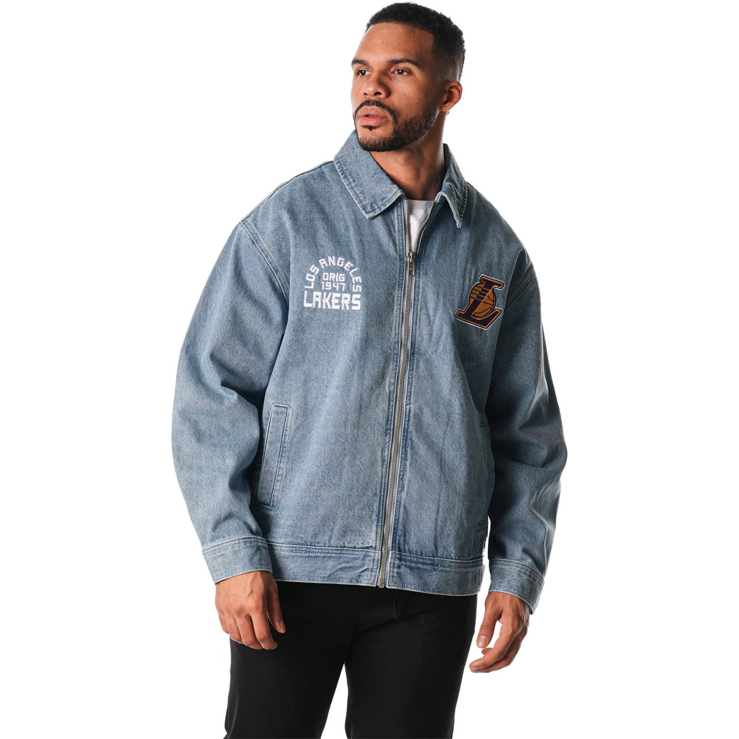 Unisex The Wild Collective Los Angeles Lakers Coaches Full-Zip Denim Jacket - view number 3