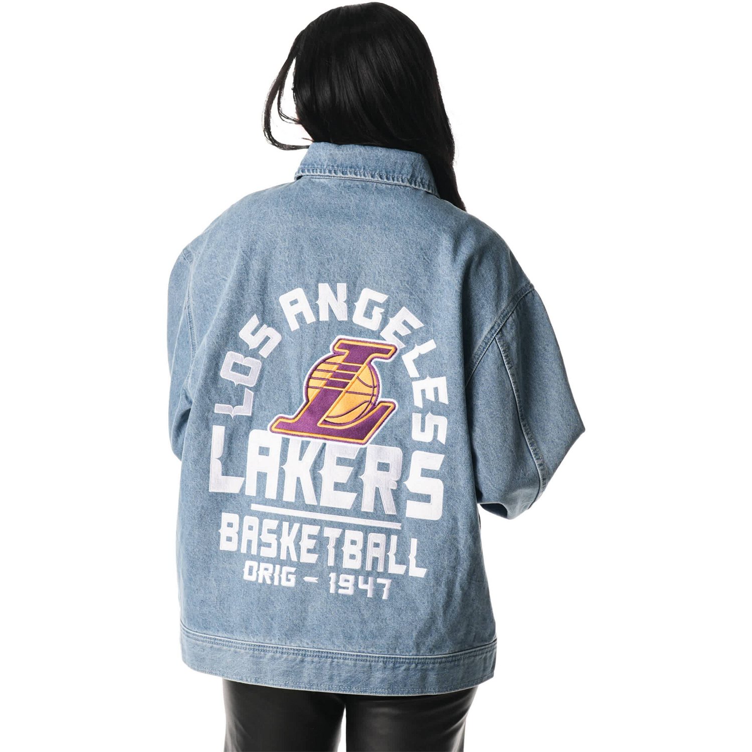 Unisex The Wild Collective Los Angeles Lakers Coaches Full-Zip Denim Jacket - view number 2