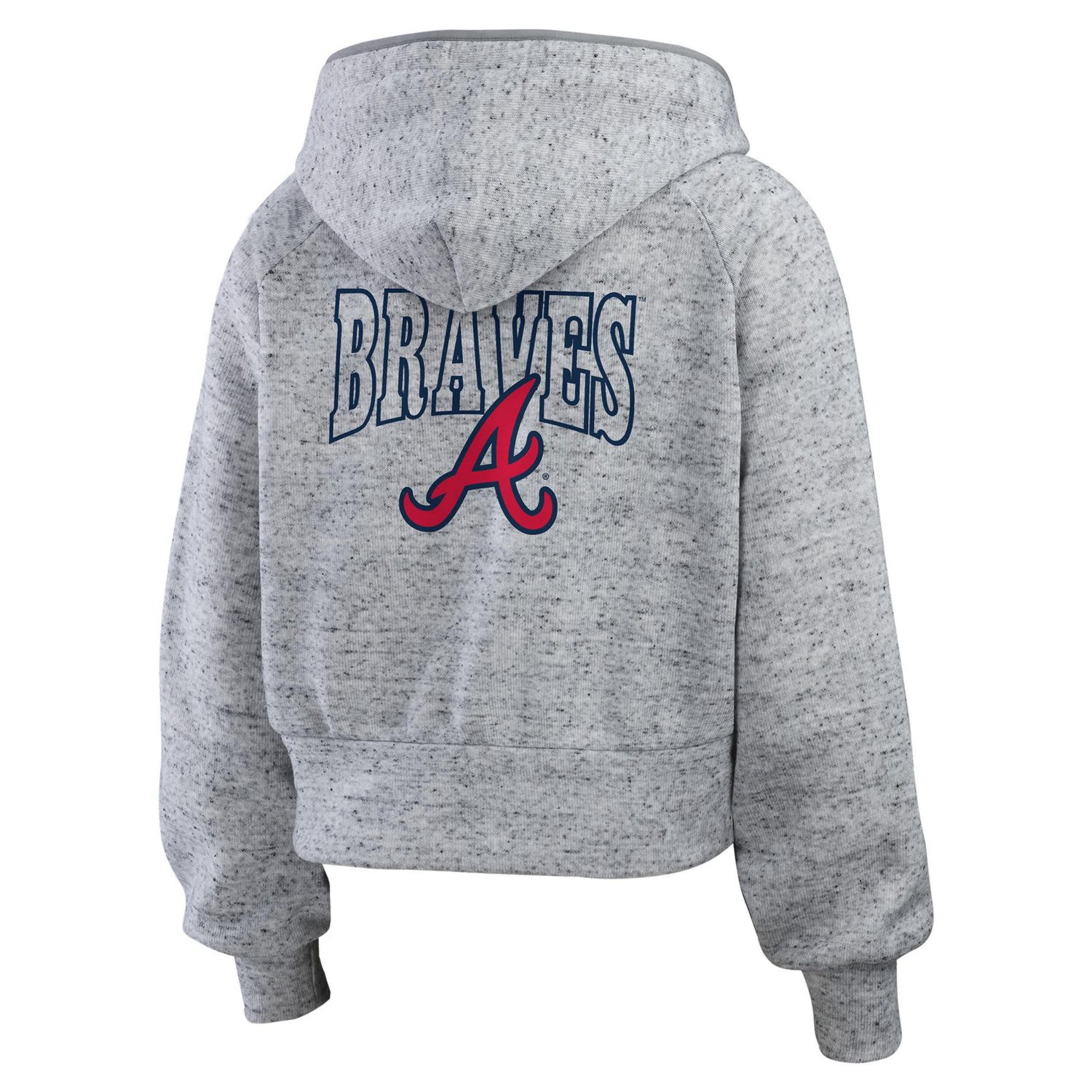 WEAR by Erin Andrews Atlanta Braves Speckled Fleece Cropped Full-Zip Hoodie