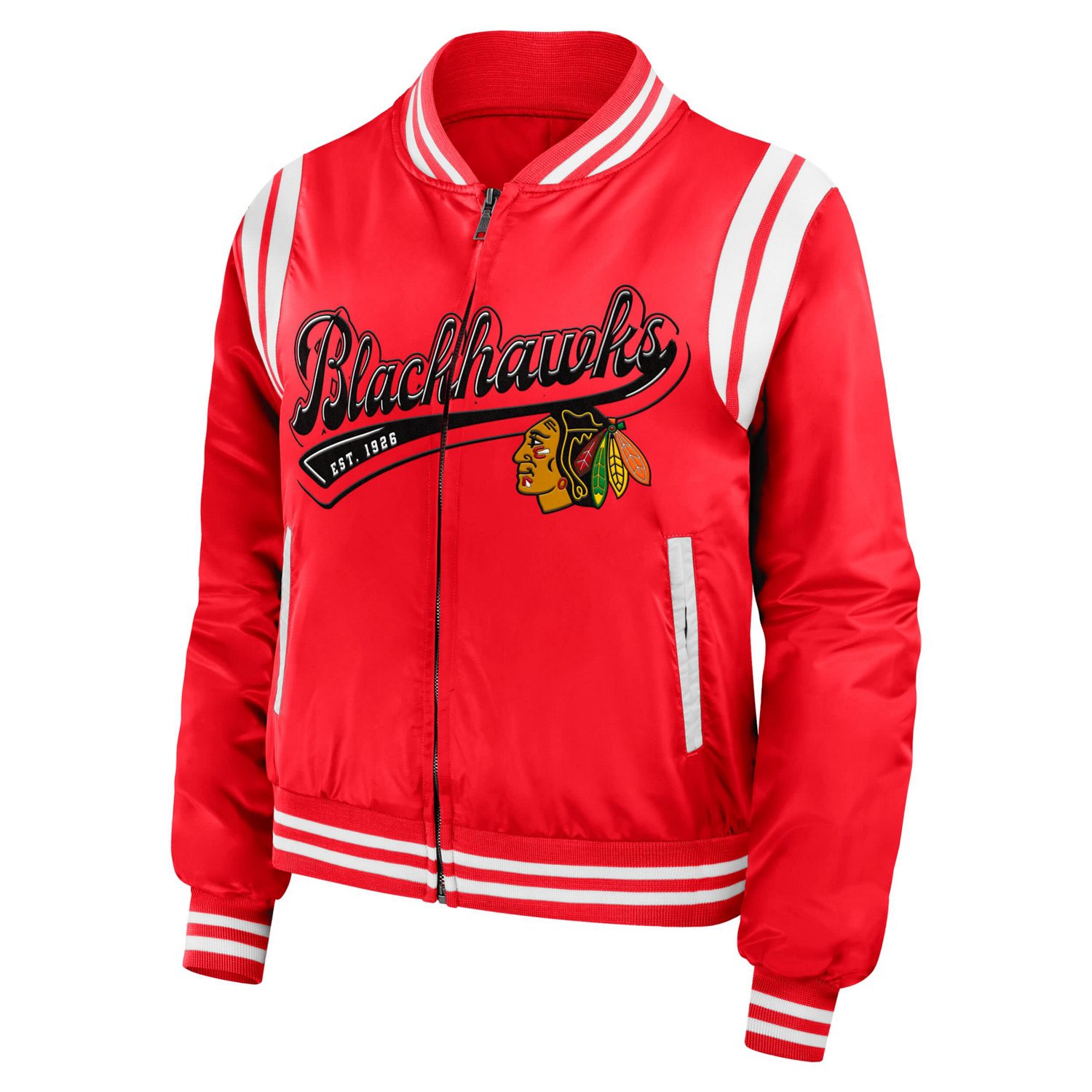 WEAR by Erin Andrews Chicago Blackhawks Baller Full-Zip Bomber Jacket                                                            - view number 2