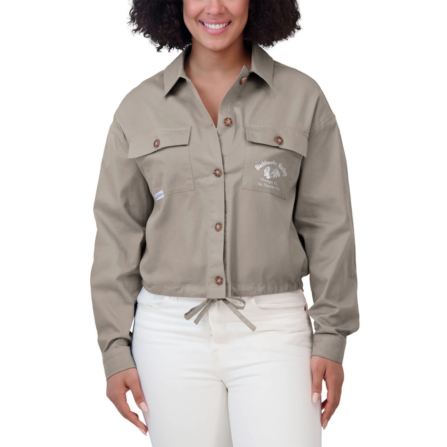 WEAR by Erin Andrews Chicago Blackhawks Cinched Button-Up Jacket                                                                 - view number 4