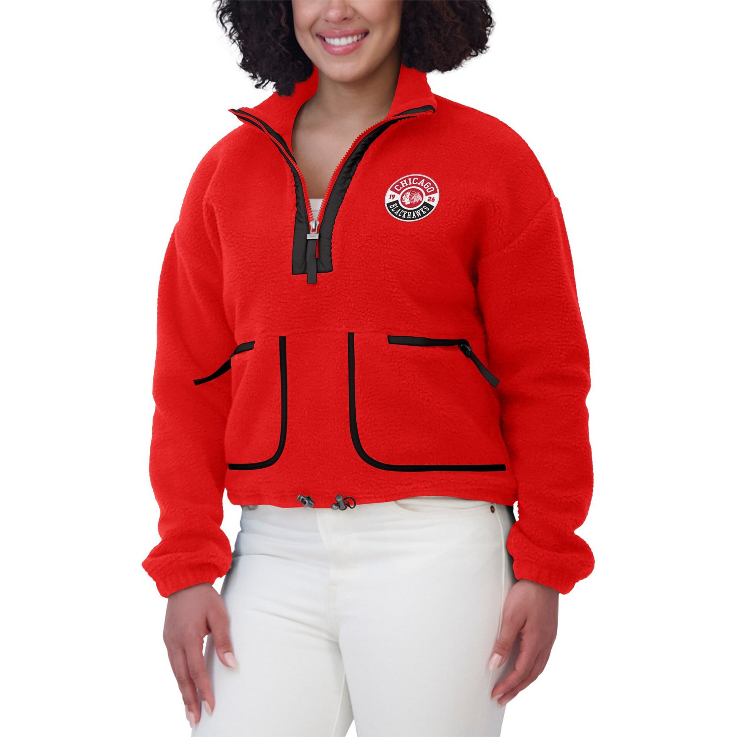 WEAR by Erin Andrews Chicago Blackhawks Polar Fleece Half-Zip Jacket                                                             - view number 4