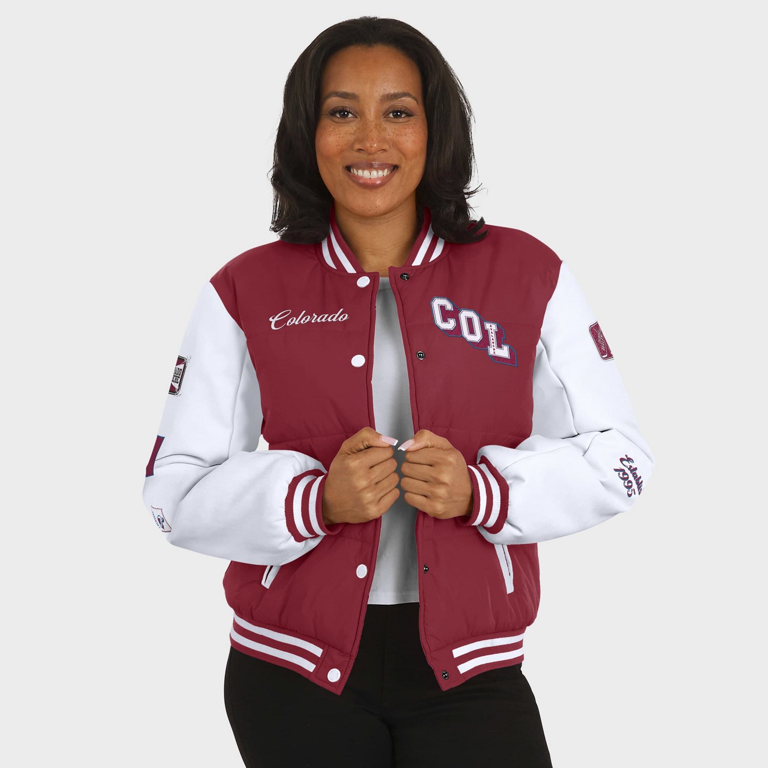 WEAR by Erin Andrews Colorado Avalanche Varsity Full-Snap Puffer Jacket - view number 3