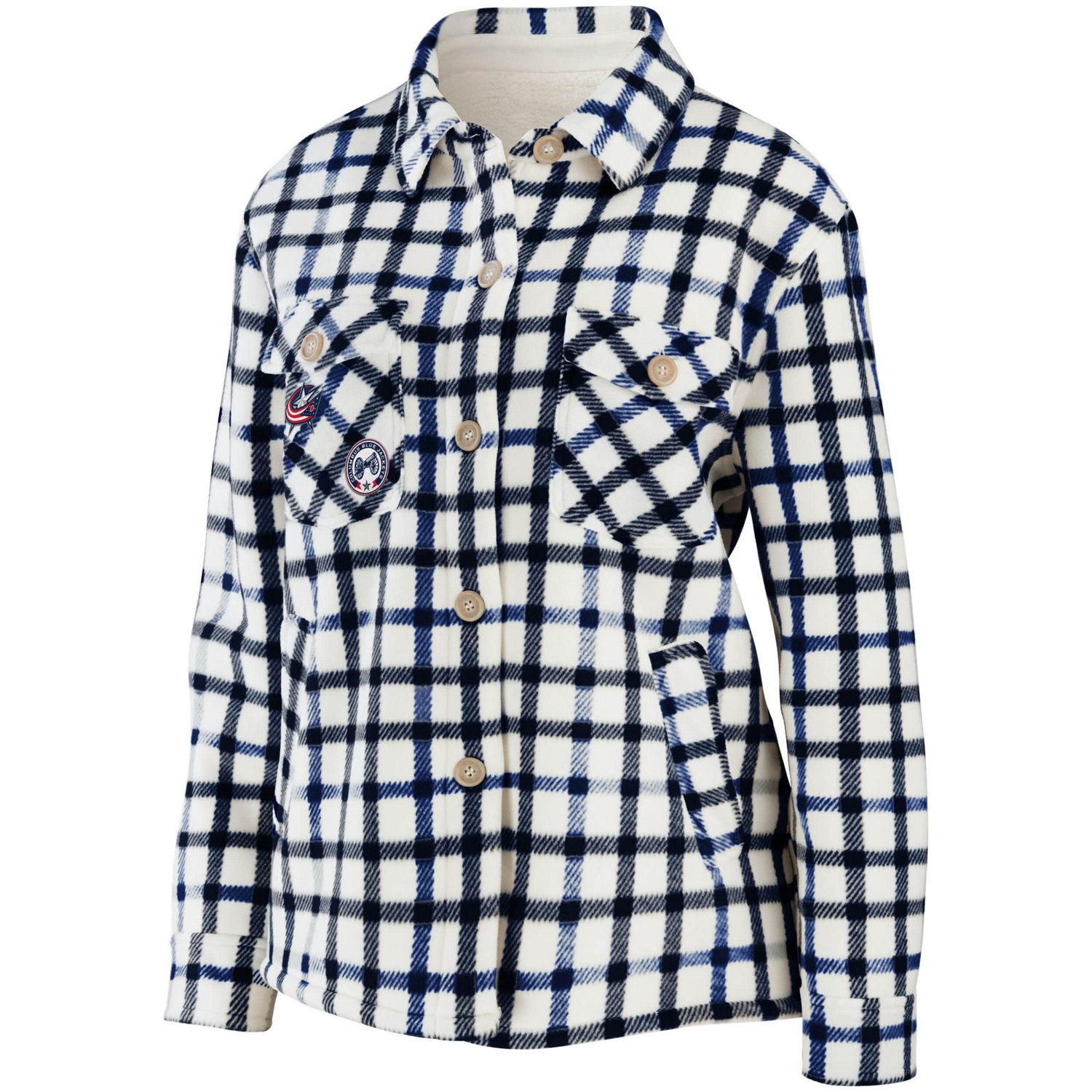 WEAR by Erin Andrews Columbus Jackets Plaid Button-Up Shirt Jacket - view number 2
