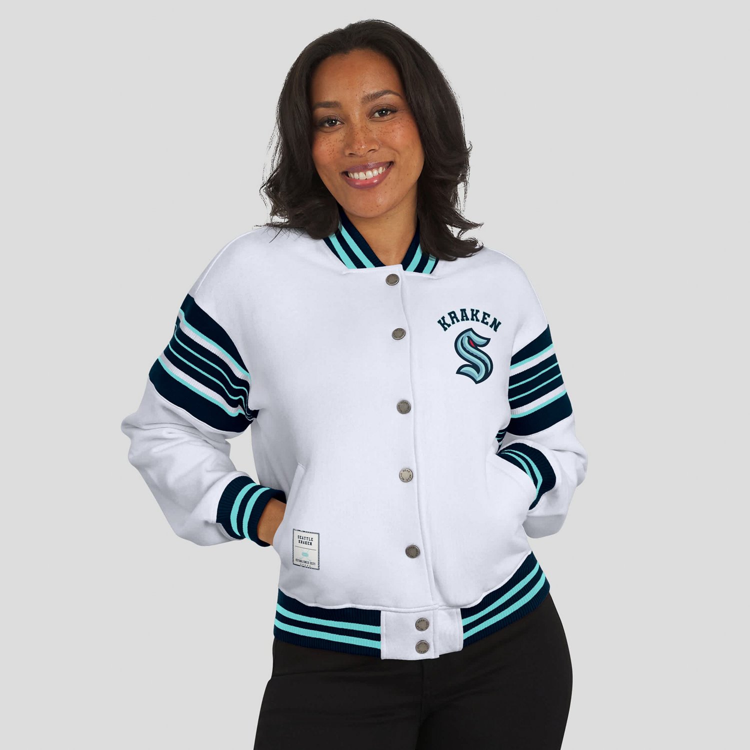 WEAR by Erin Andrews Deep Sea Seattle Kraken Full-Snap Fleece Sweatshirt Jacket - view number 4