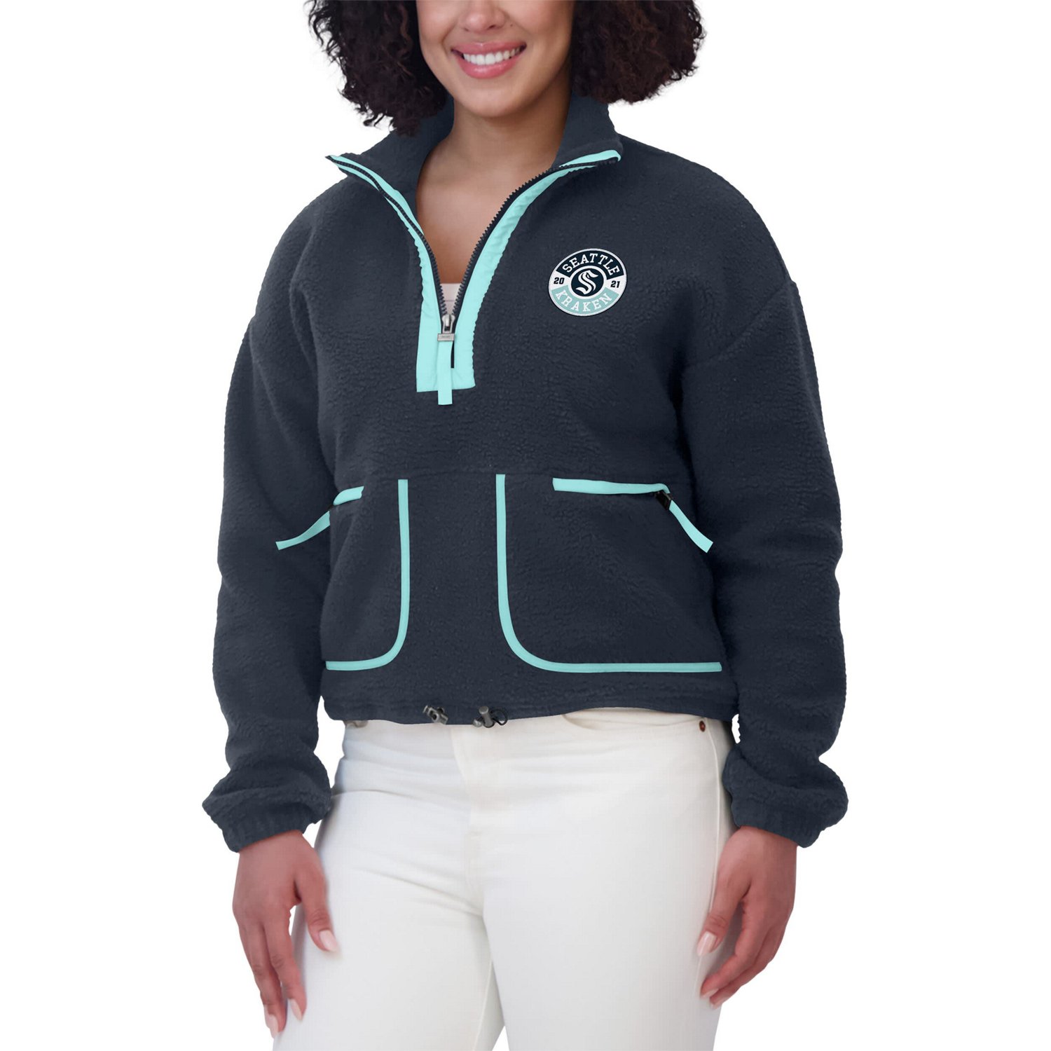 WEAR by Erin Andrews Deep Sea Seattle Kraken Polar Fleece Half-Zip Jacket                                                        - view number 4
