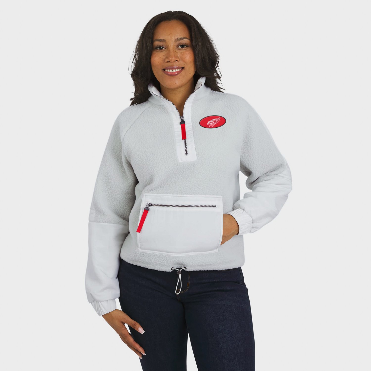 WEAR by Erin Andrews Detroit Wings Polar Fleece Quarter-Zip Jacket - view number 4