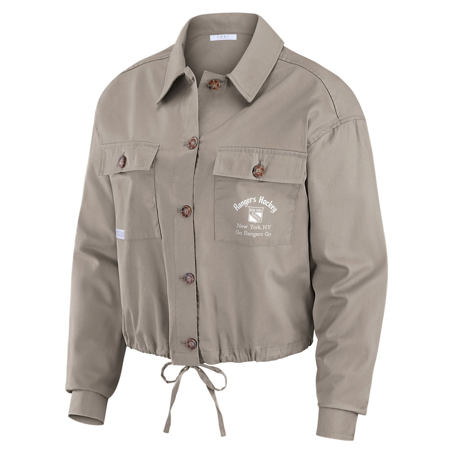 WEAR by Erin Andrews Gray New York Rangers Cinched Button-Up Jacket                                                              - view number 2