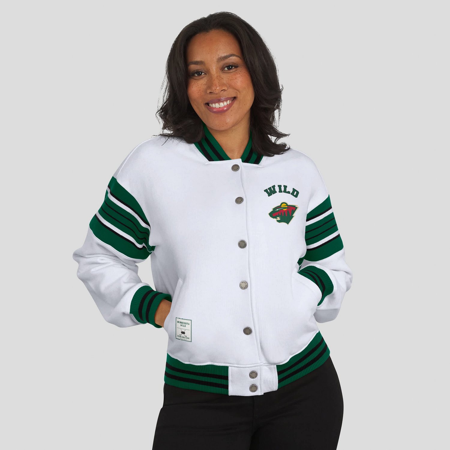 WEAR by Erin Andrews Minnesota Wild Full-Snap Fleece Sweatshirt Jacket - view number 3