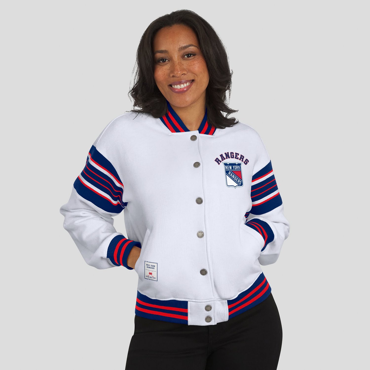 WEAR by Erin Andrews New York Rangers Full-Snap Fleece Sweatshirt