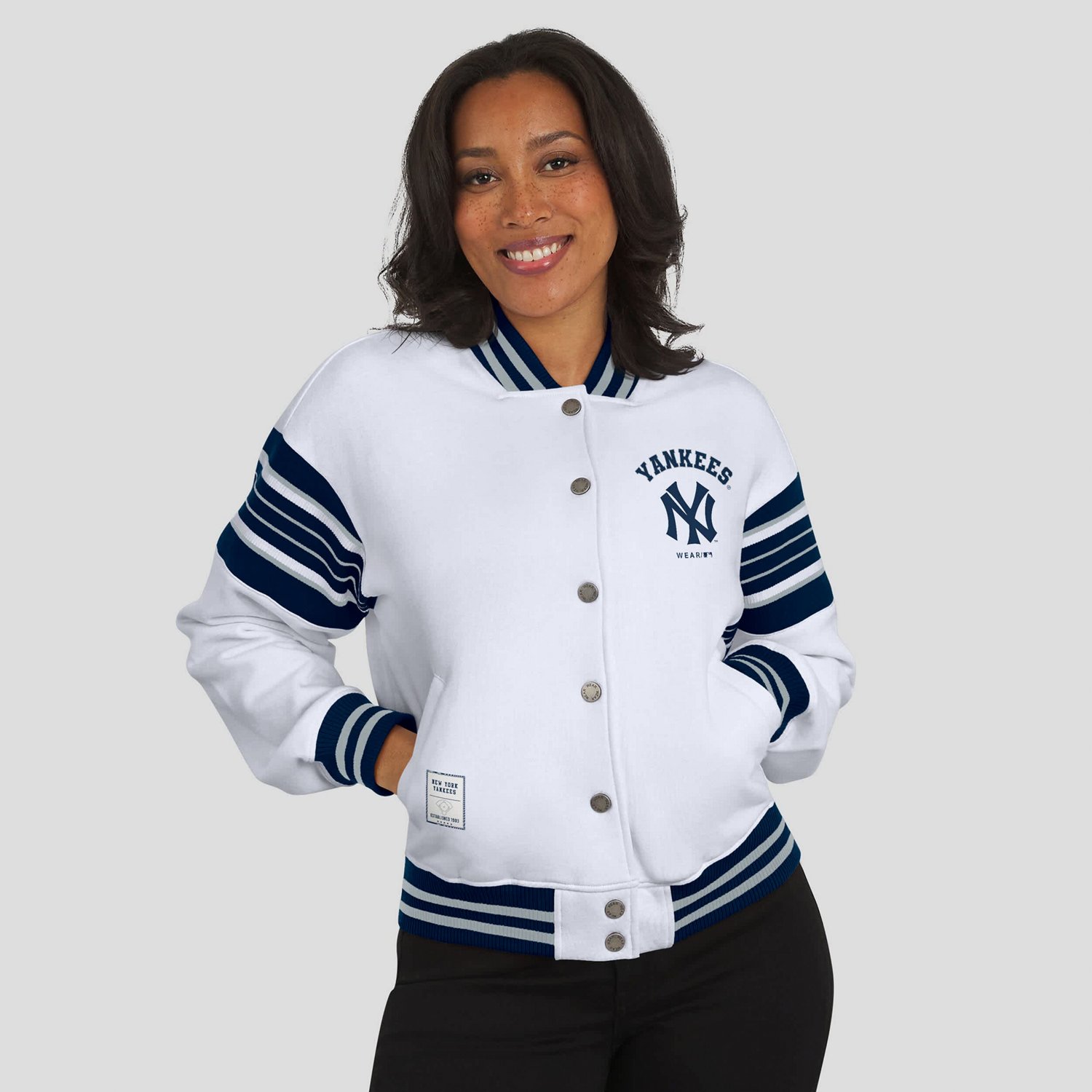 WEAR by Erin Andrews New York Yankees Full-Snap Fleece Sweatshirt Jacket - view number 4