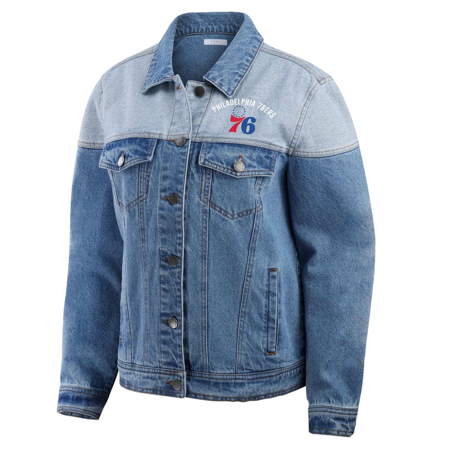 WEAR by Erin Andrews Philadelphia 76ers Full-Button Denim Jacket