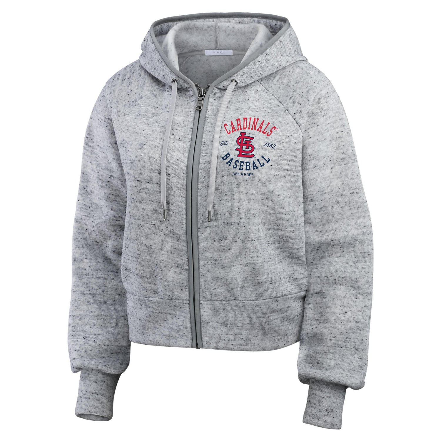 WEAR by Erin Andrews St Louis Cardinals Speckled Fleece Cropped Full-Zip Hoodie